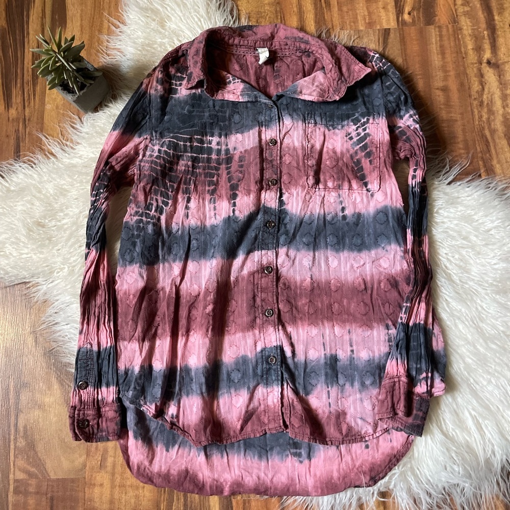 Pilcro Anthropologie Janessa Tie Dye Button Down Blouse